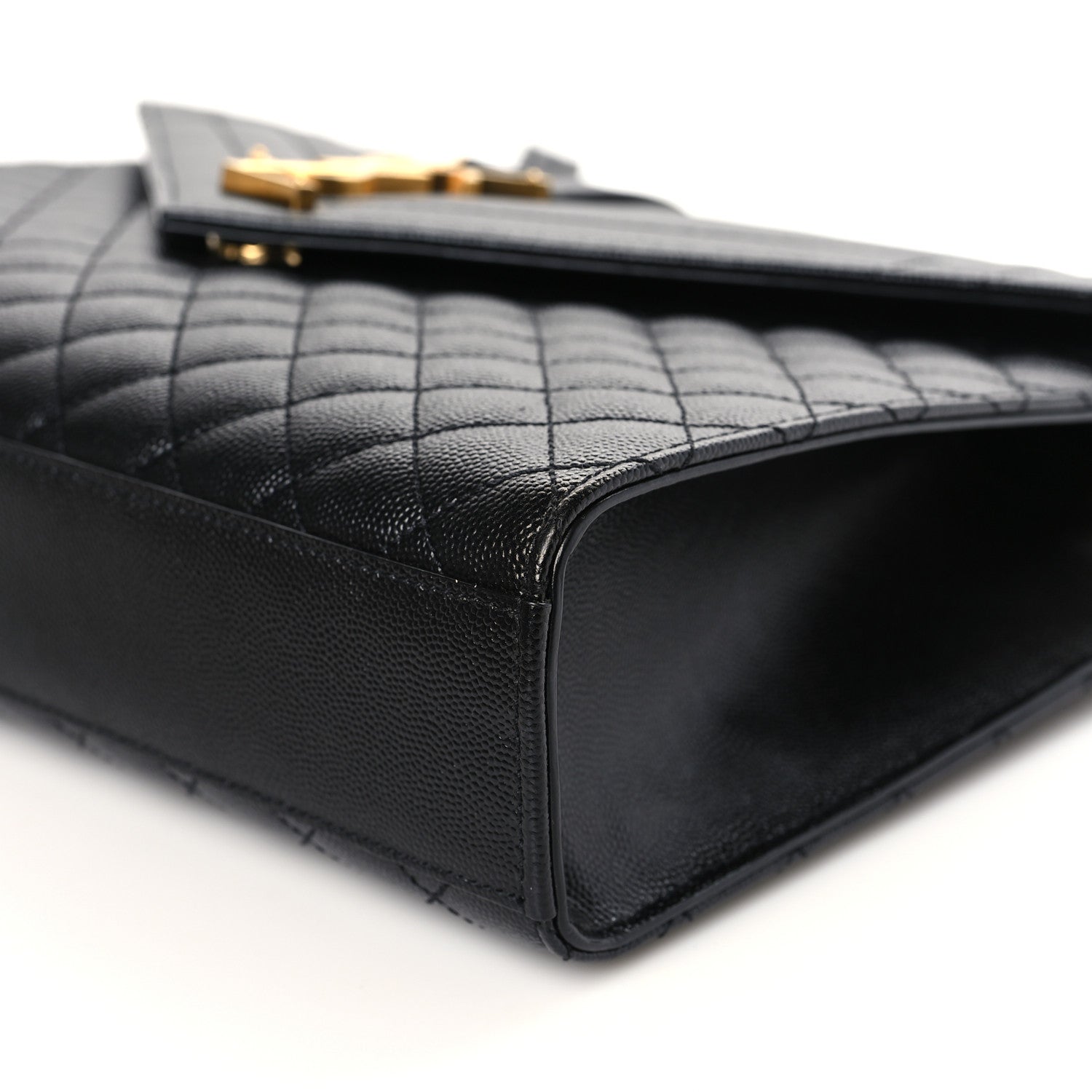 Saint Laurent Grain De Poudre Textured Mixed Matelasse Large Triquilt Monogram Satchel Black 8 of 8