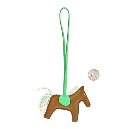 Hermes Milo Lambskin Grigri Rodeo Horse Bag Charm PM Kraft Vert Fizz Vert Comics 2 of 5