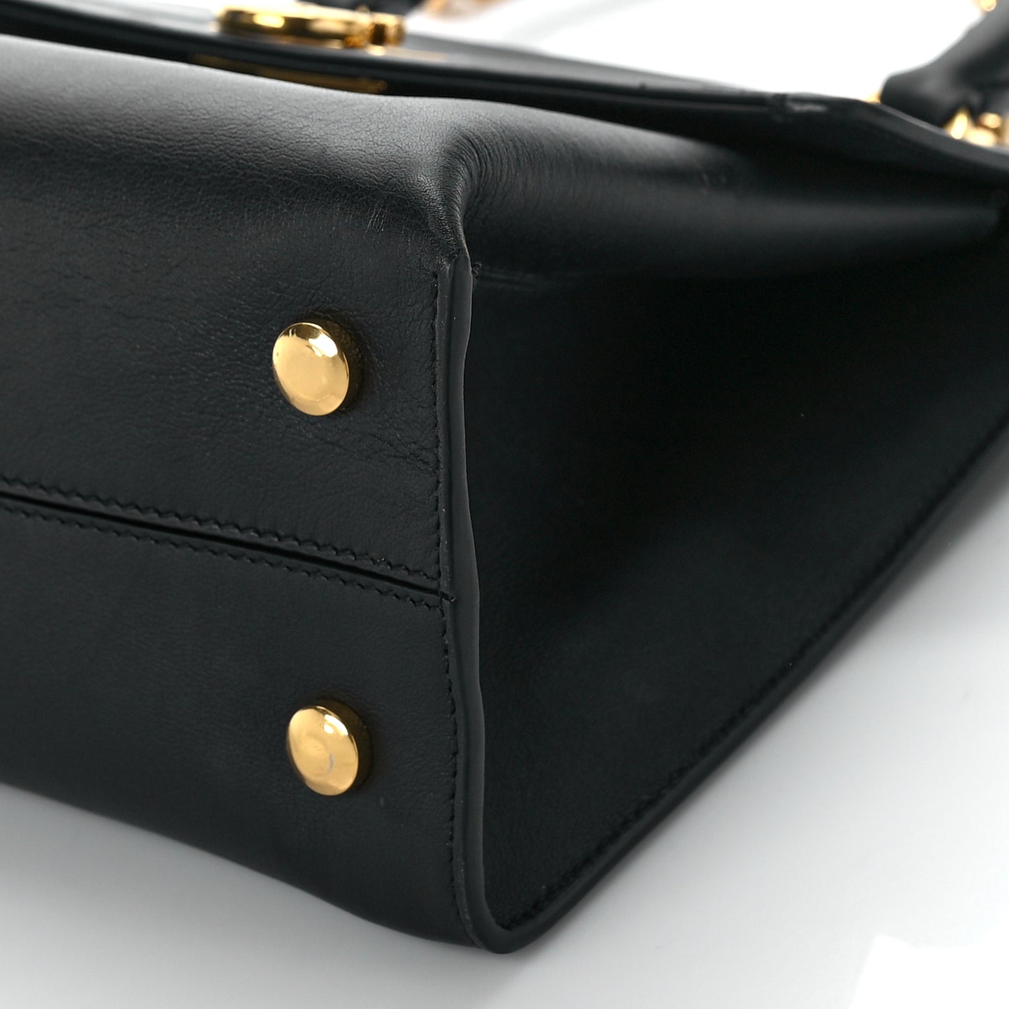 Calfskin Trifolio Top Handle Bag Black