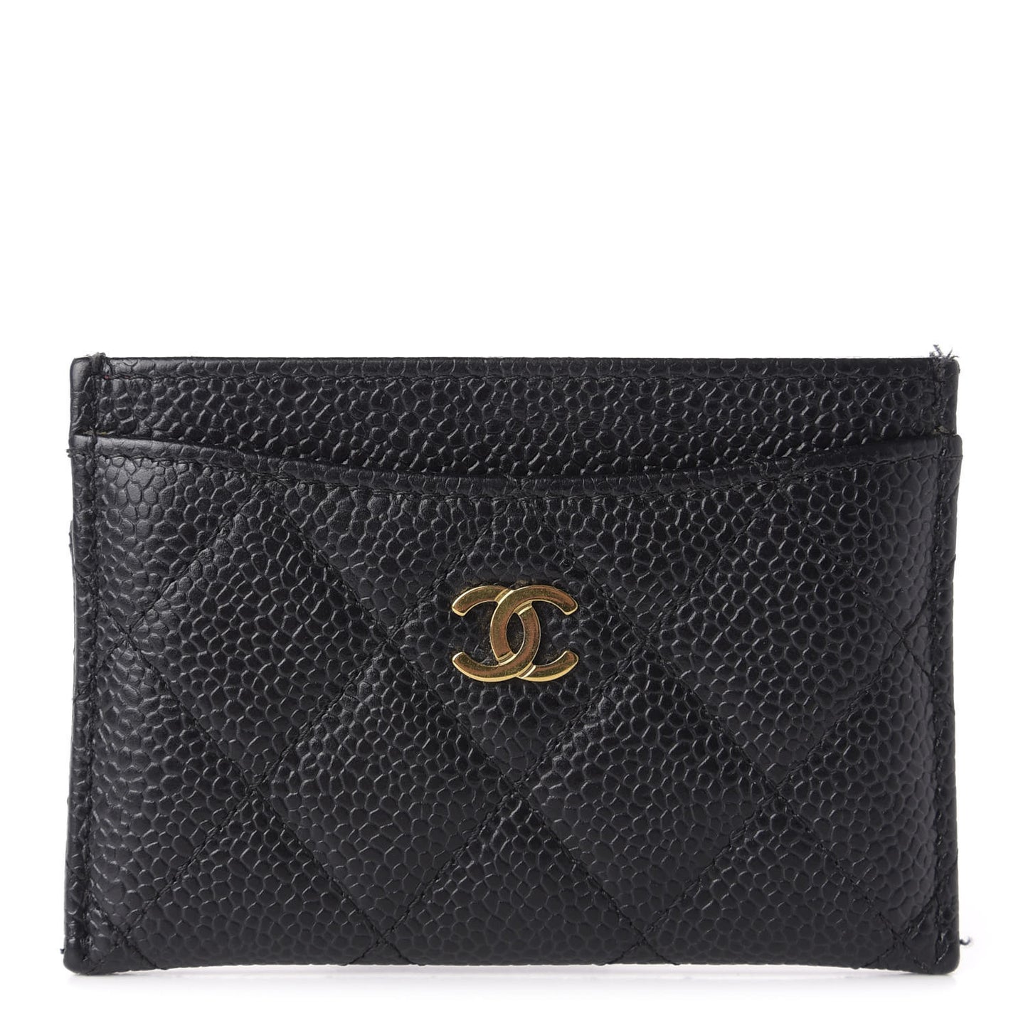 Caviar Quilted Card Holder Black