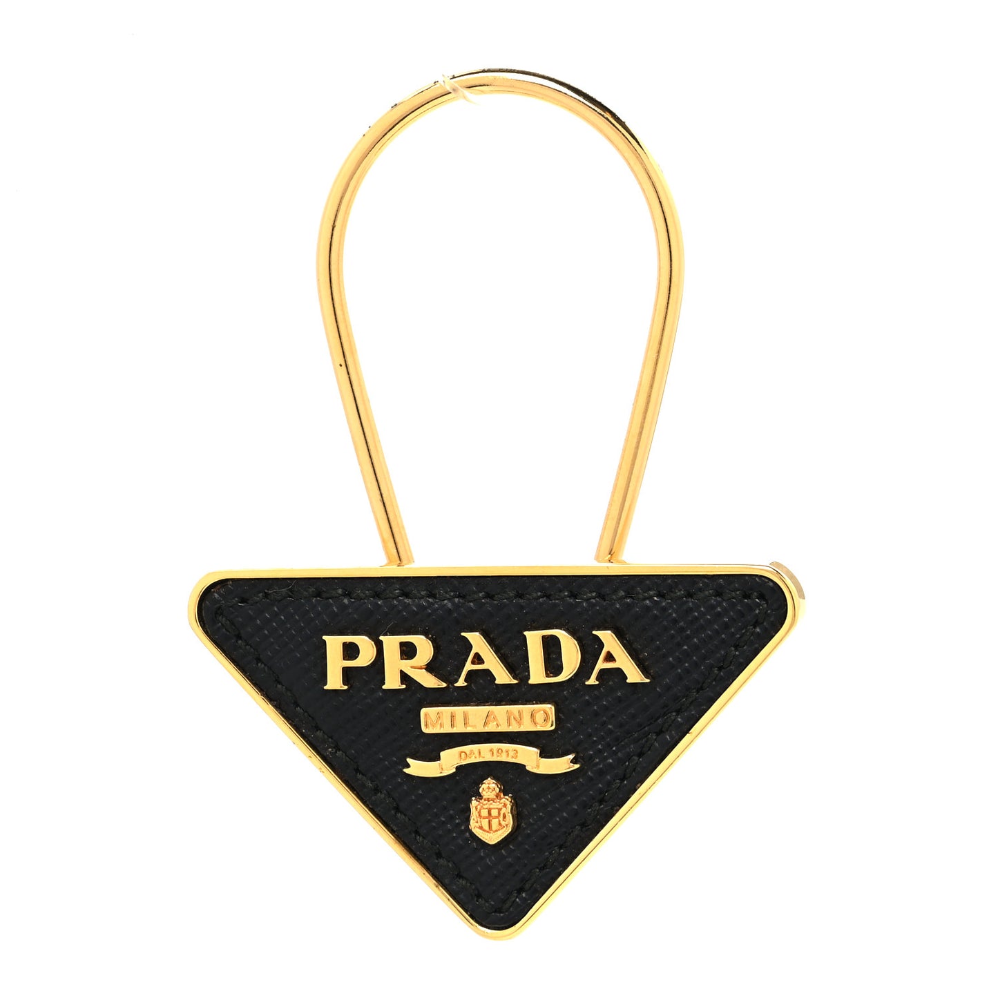 Saffiano Triangle Logo Keychain Black