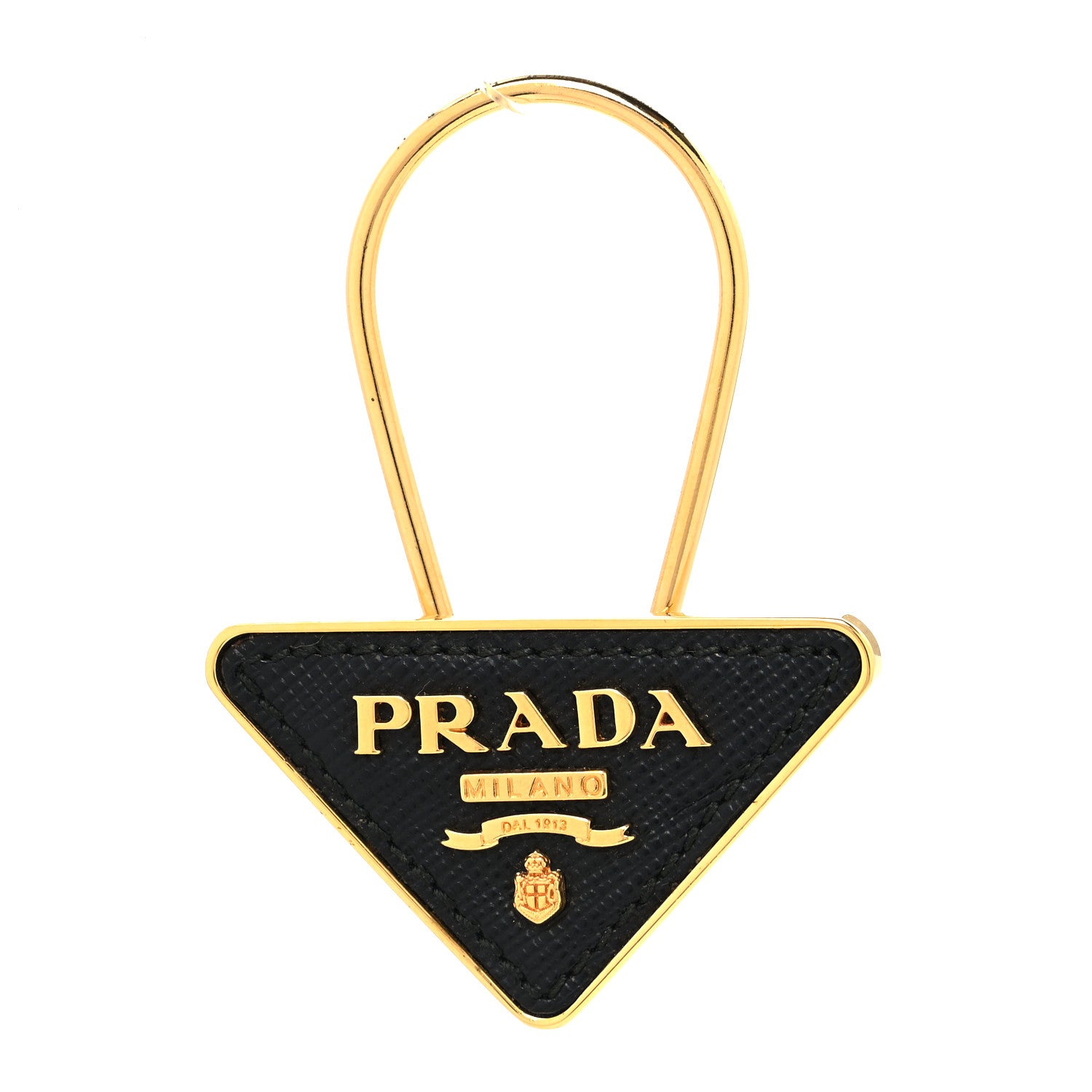 Prada Saffiano Triangle Logo Keychain Black 1 of 4