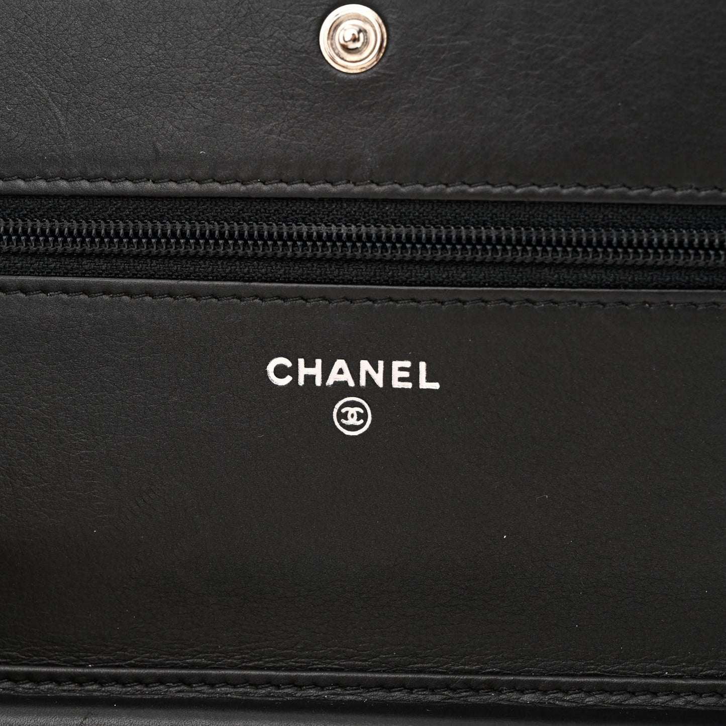 Calfskin Chevron Quilted Boy Wallet On Chain WOC Black