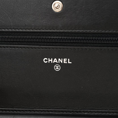 Chanel Calfskin Chevron Quilted Boy Wallet On Chain WOC Black 6 of 15