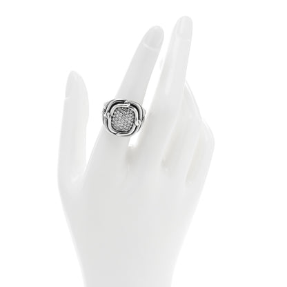 David Yurman Sterling Silver Diamond 16mm Large Labyrinth Ring 54 7 2 of 4
