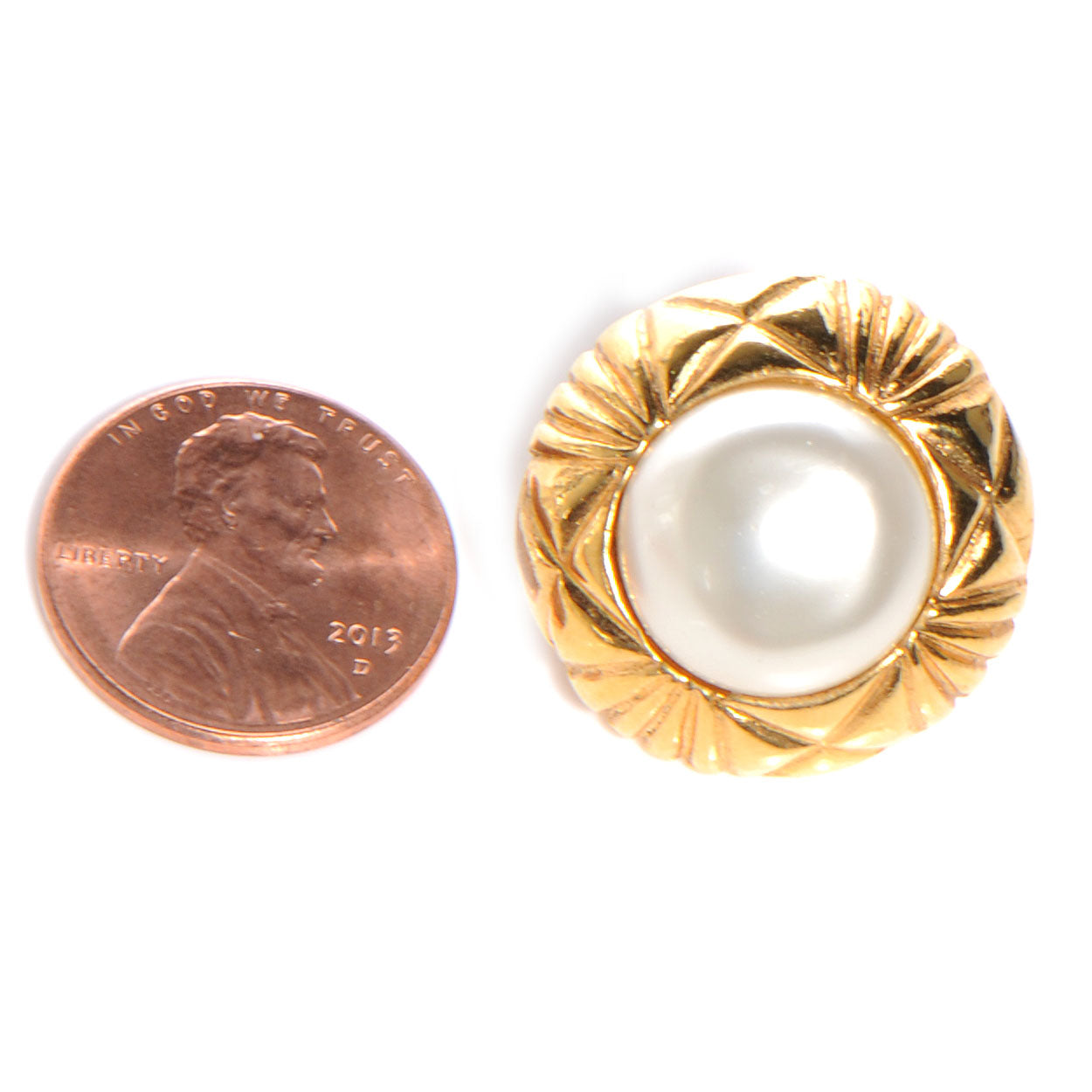 Chanel Pearl Clip On Earrings Gold 2 of 5