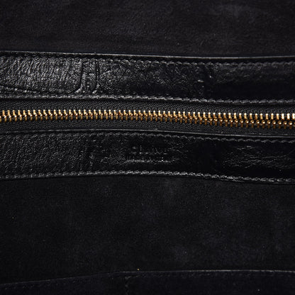 Celine Crocodile Embossed Calfskin Medium Belt Cabas Phantom Black 6 of 7