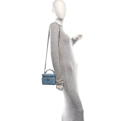 Chanel Denim Quilted Small CC Vanity Case Blue 2 of 12