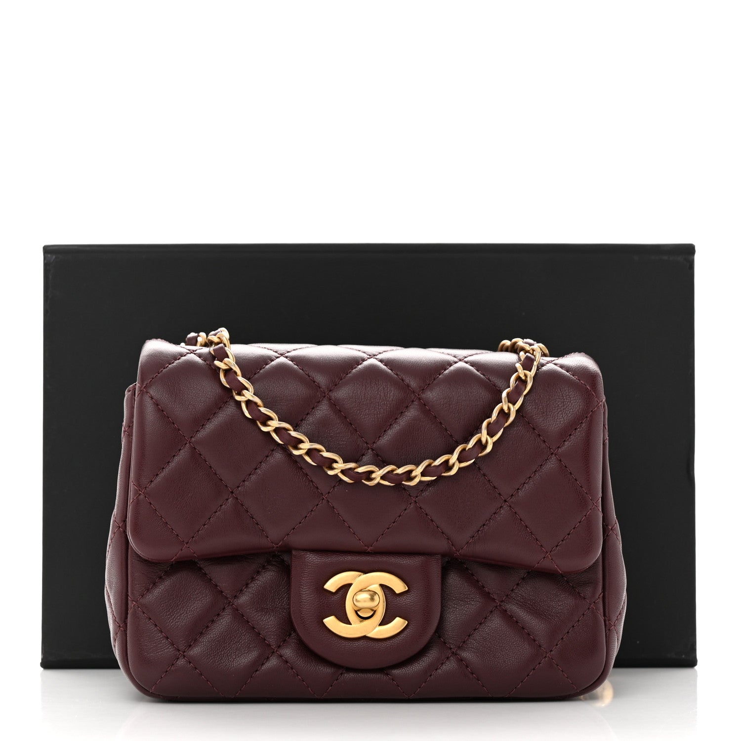 Chanel Lambskin Quilted Mini Pearl Crush Flap Burgundy 11 of 11