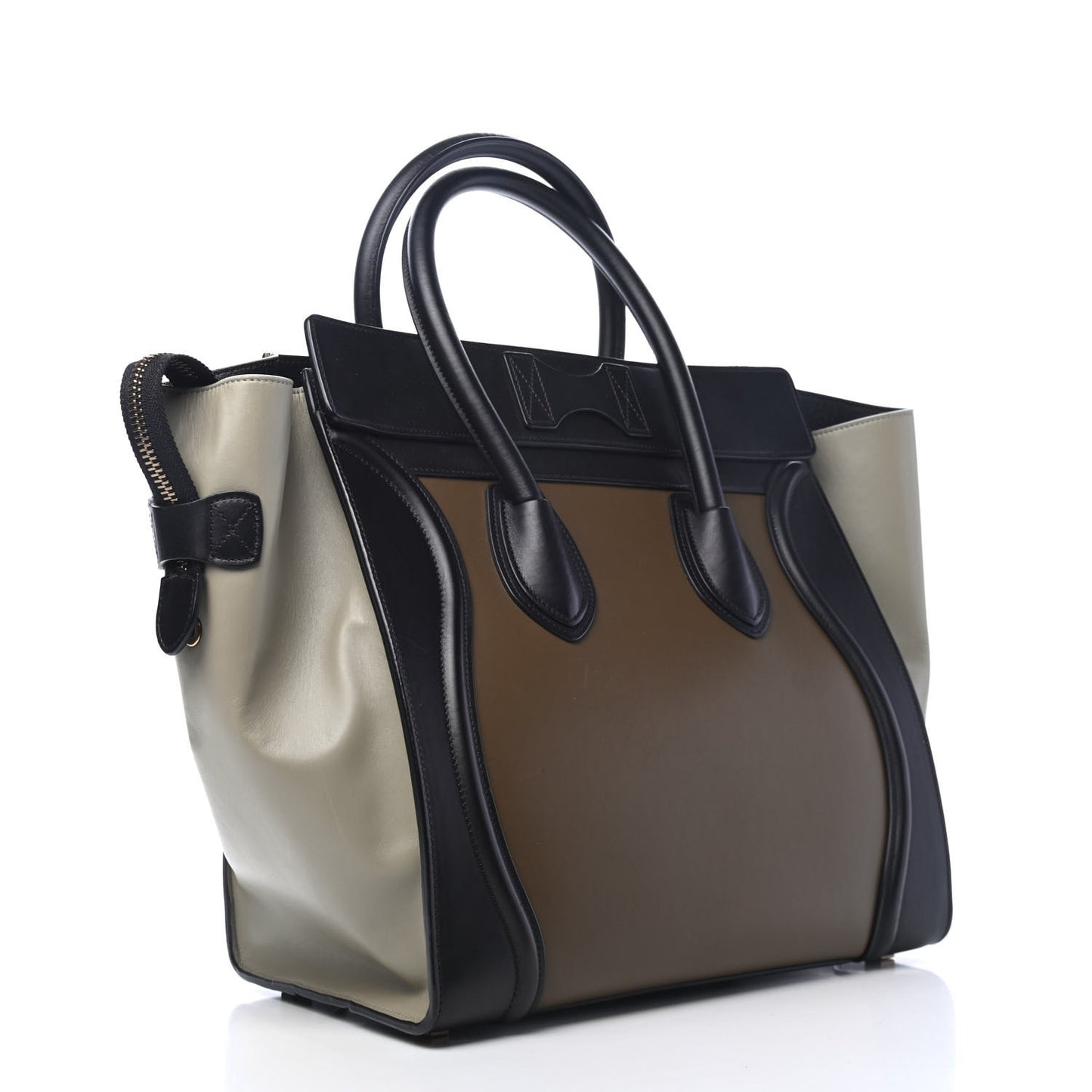 Satin Calfskin Mini Tri-Color Luggage Dark Grey