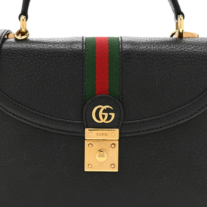 Gucci Textured Dollar Calfskin Web Small Ophidia Padlock Top Handle Bag Black 9 of 11