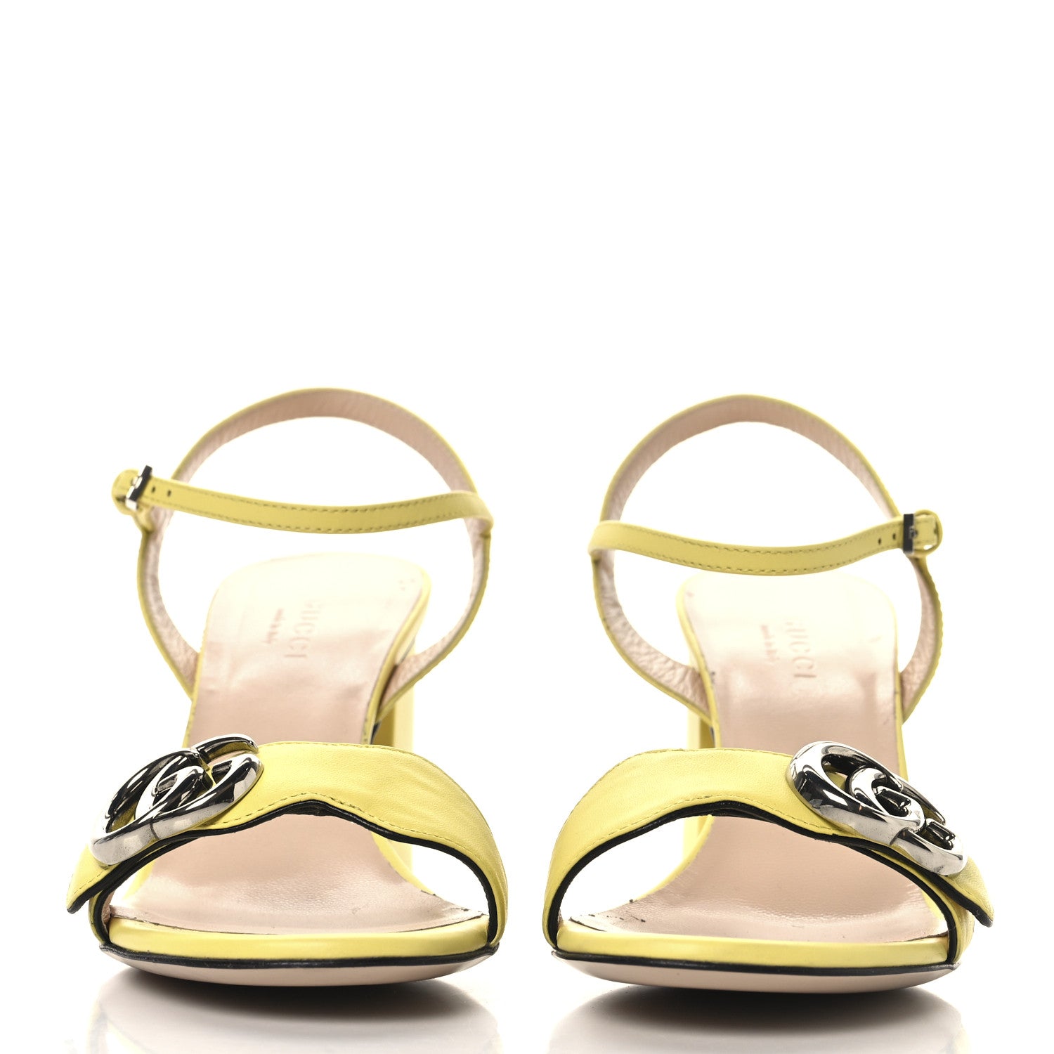 Gucci Lifford Calfskin GG Marmont Ankle Wrap 75mm Sandals 35.5