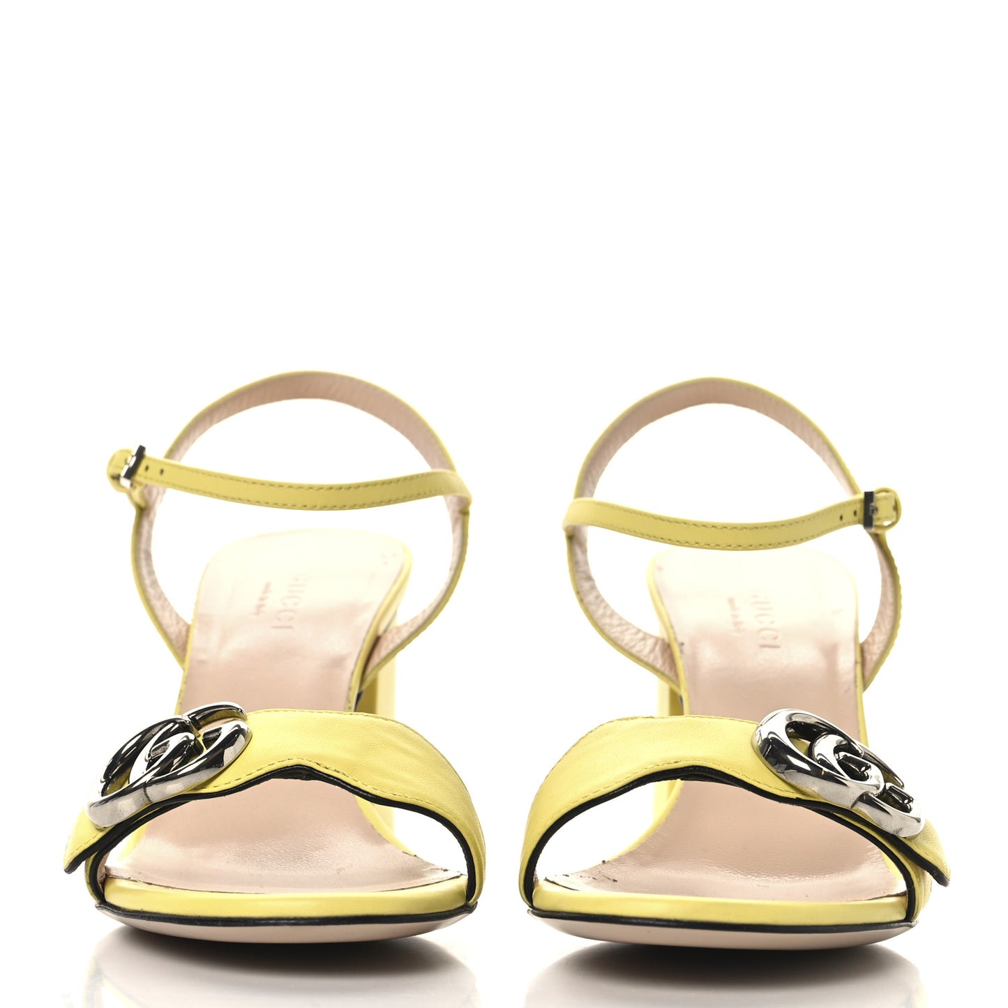 Lifford Calfskin GG Marmont Ankle Wrap 75mm Sandals 35.5 Banana