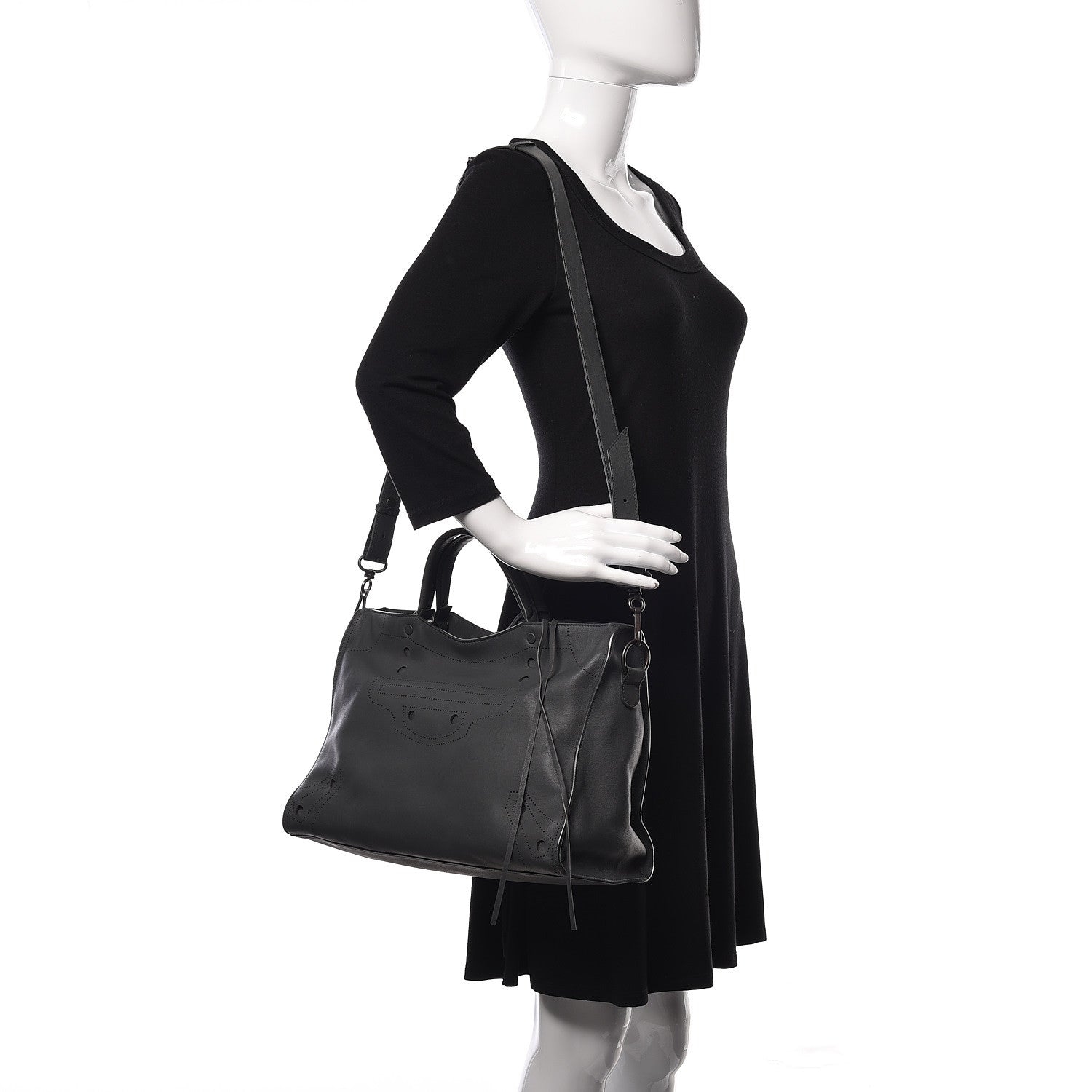 Balenciaga Veau Soyeux Perforated Blackout Hardware City Gris Fossile 2 of 10