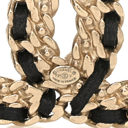 Chanel Crystal Lambskin Chain CC Vintage Allure Stud Earrings Black Gold 4 of 4