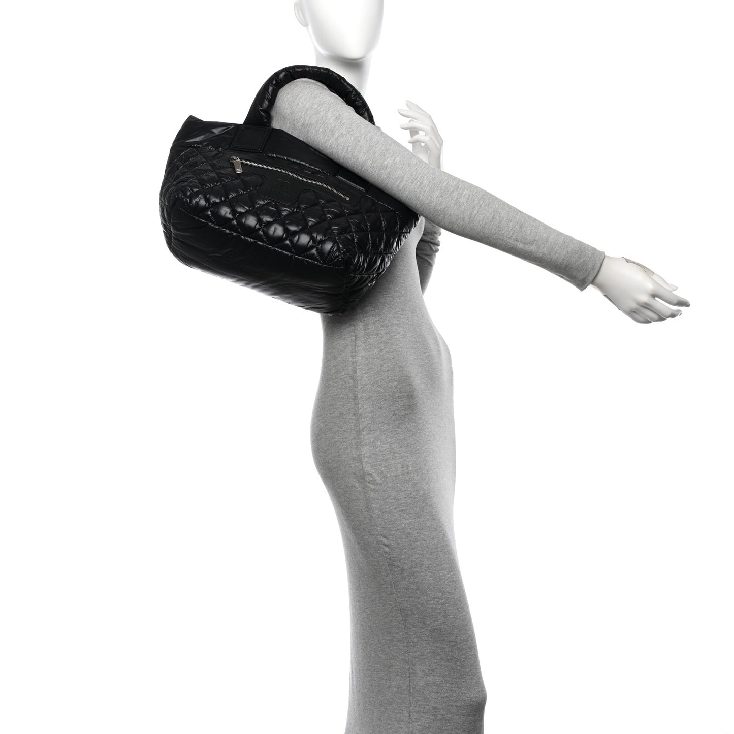 Nylon Quilted Small Coco Cocoon Tote Black