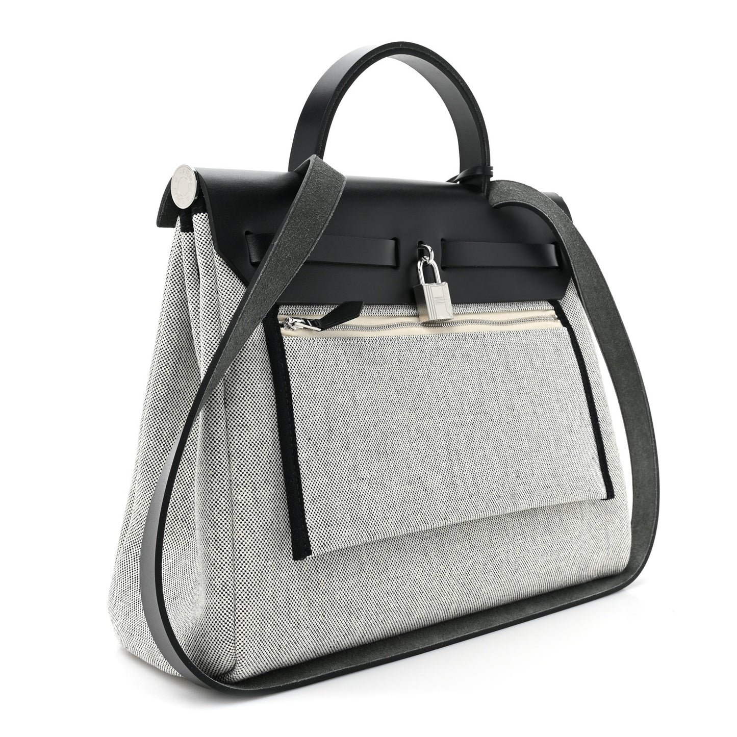 H Plume Canvas Vache Hunter Circuit Rider Hobnailed Herbag Zip Retourne 31 PM Black Ecru