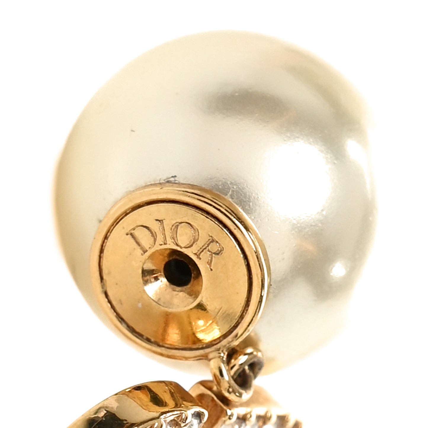Pearl Crystal Tribal CD Drop Earrings Gold