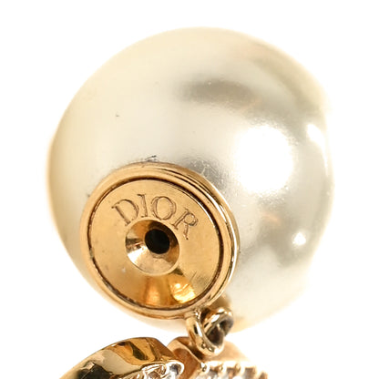 Christian Dior Pearl Crystal Tribal CD Drop Earrings Gold 4 of 4