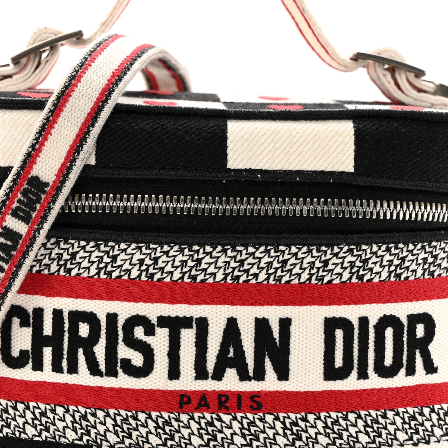 Canvas D-Chess Embroidered Dioramour Diortravel Vanity Case Red