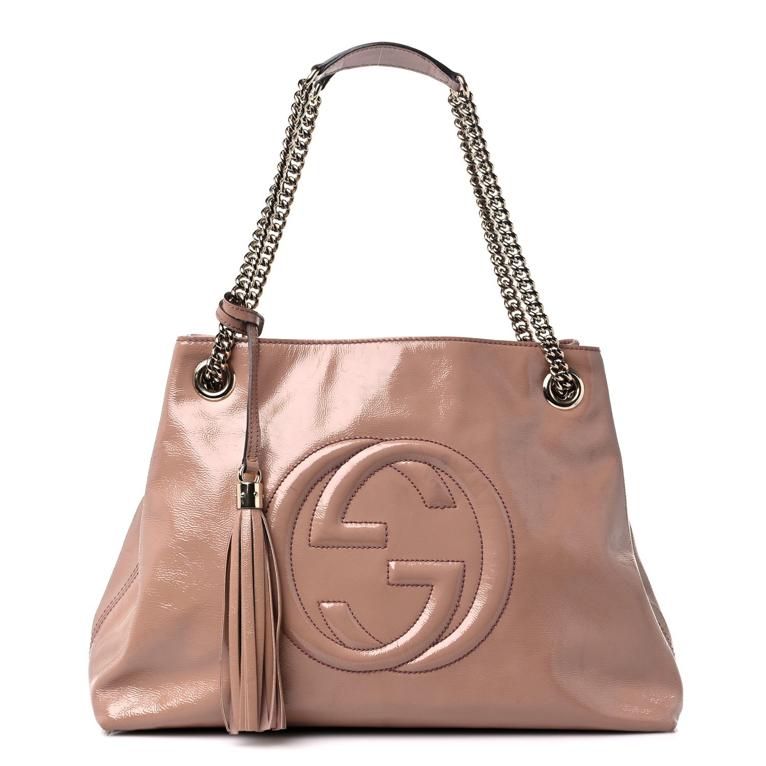 Gucci Patent Medium Soho Chain Shoulder Bag Dark Cipria 1 of 19