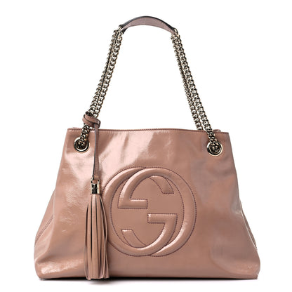 Gucci Patent Medium Soho Chain Shoulder Bag Dark Cipria 1 of 19