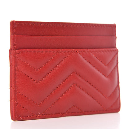 Gucci Calfskin Matelasse GG Marmont Card Holder Hibiscus Red 3 of 7
