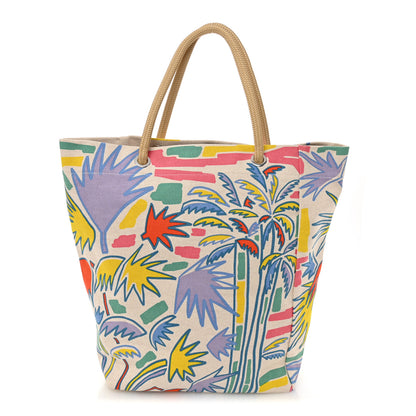 Hermes H Canvas Palm Tree Beach Bag Corail Parme Rose 1 of 10