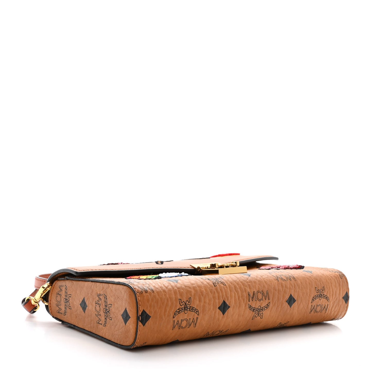 Visetos Large Patricia Love Patch Wallet On Chain Cognac