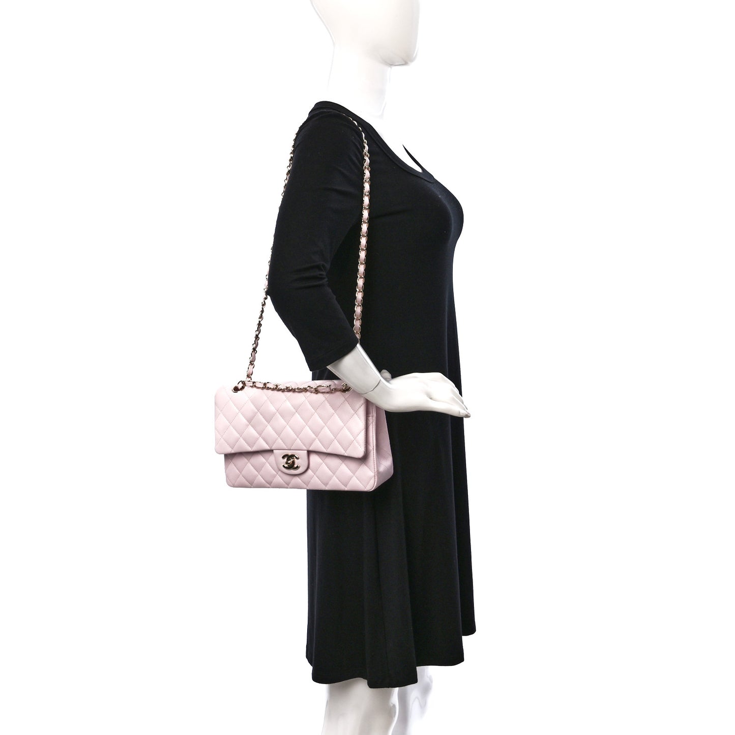 Caviar Quilted Medium Double Flap Light Pink