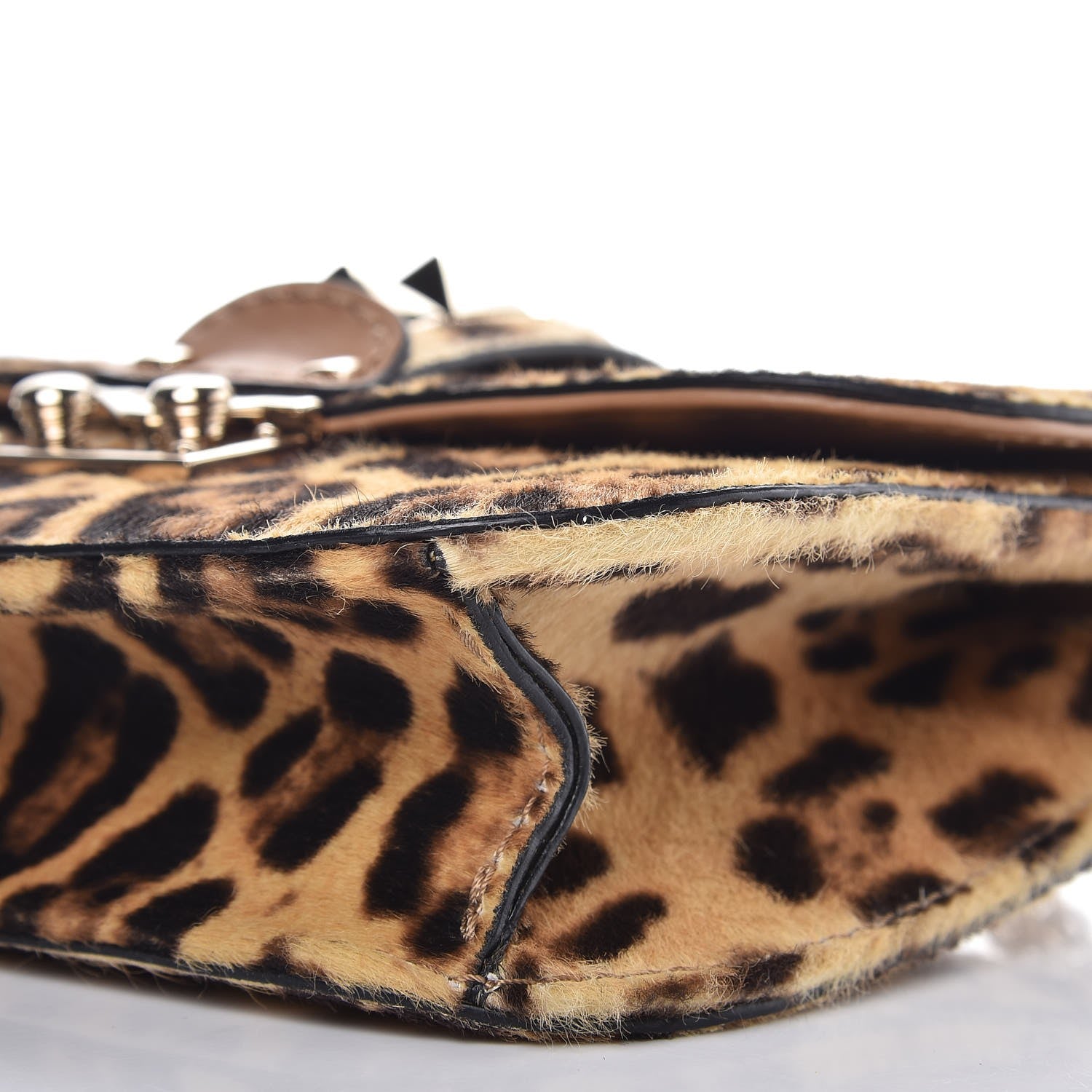 Valentino Garavani Calf Hair Leopard Print Small Glam Lock Rockstud Flap 8 of 9