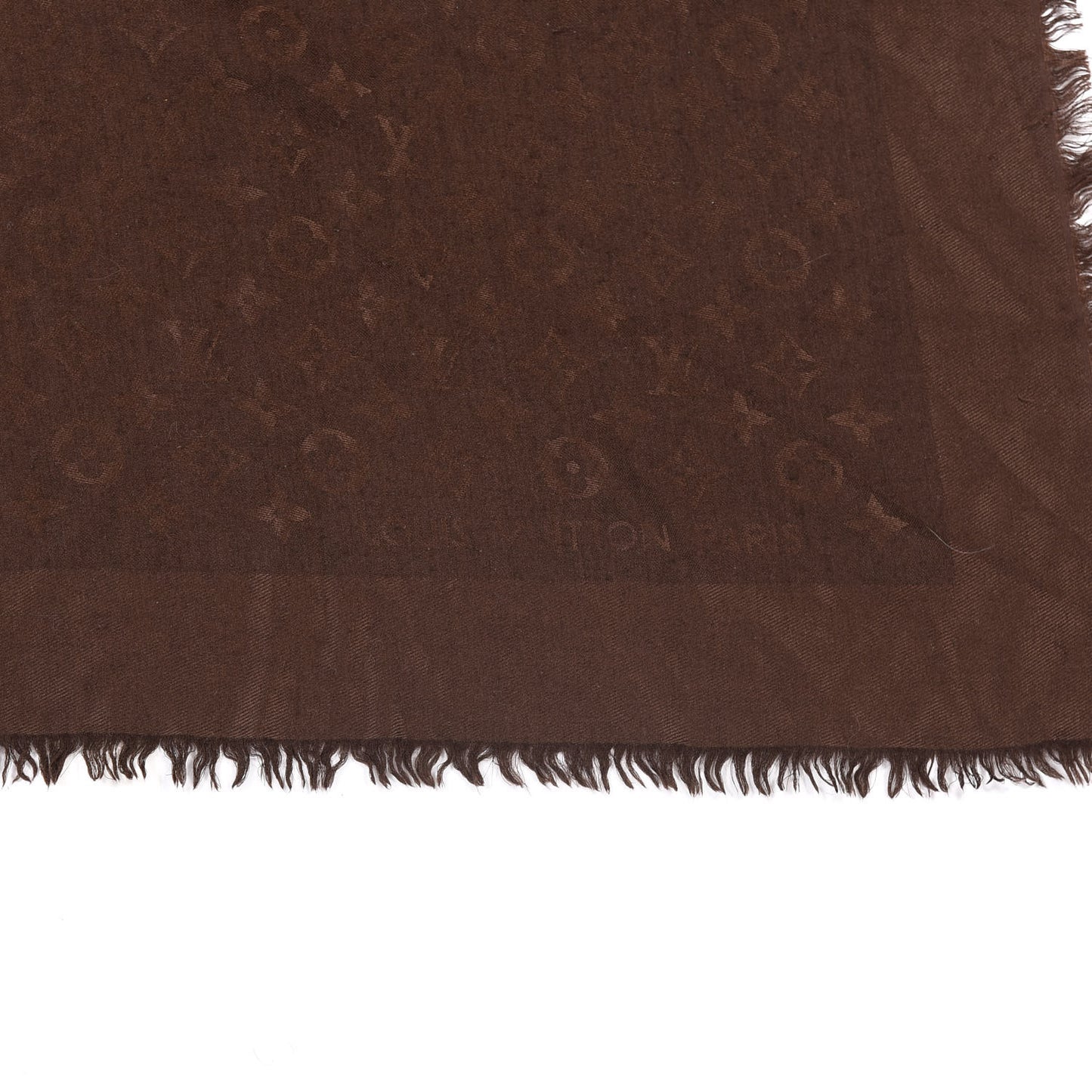 Silk Wool Monogram Denim Shawl Chocolate
