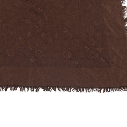 Louis Vuitton Silk Wool Monogram Denim Shawl Chocolate 2 of 5
