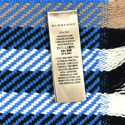 Burberry Wool Giant Check Color Block Fringe Scarf Blue 4 of 4