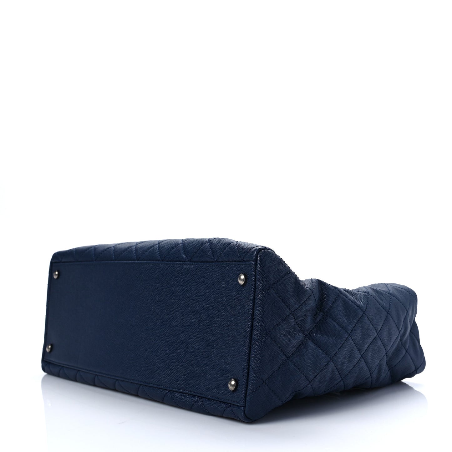 Caviar Quilted Large Coco Handle Shopping Tote Navy