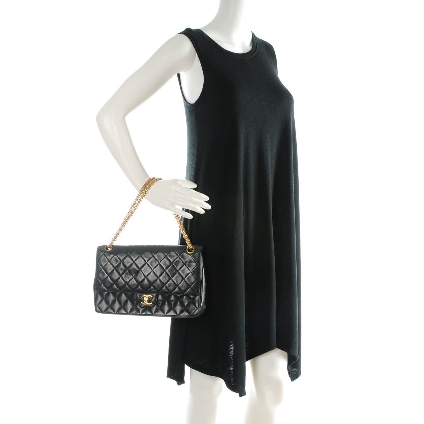 Lambskin Quilted Medium Double Flap Bijoux Chain Navy