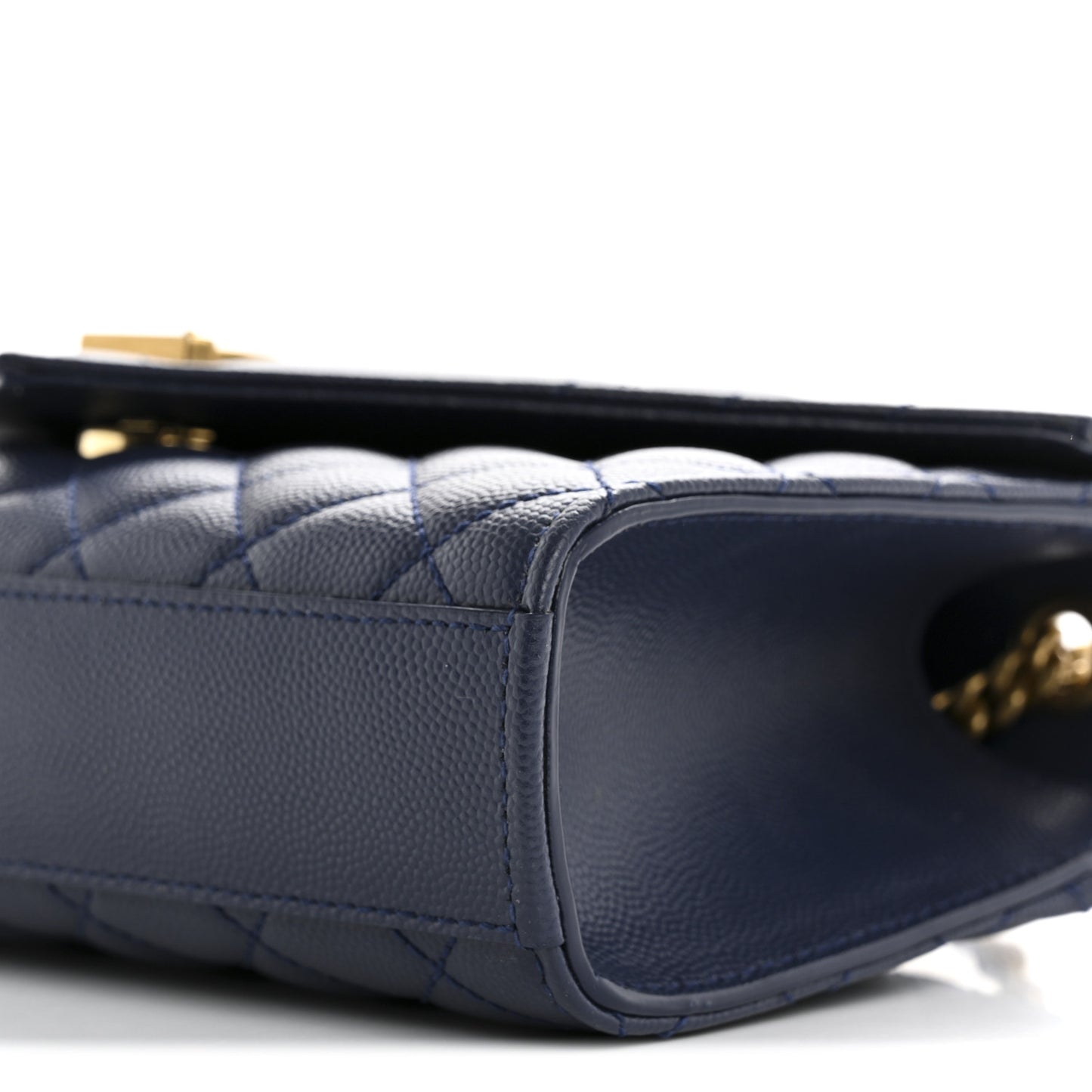 Grain De Poudre Textured Mixed Matelasse Triquilt Small Monogram Satchel Blue Charron