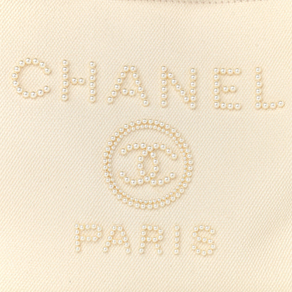 Chanel Canvas Pearl Medium Deauville Tote Ecru Beige 8 of 10