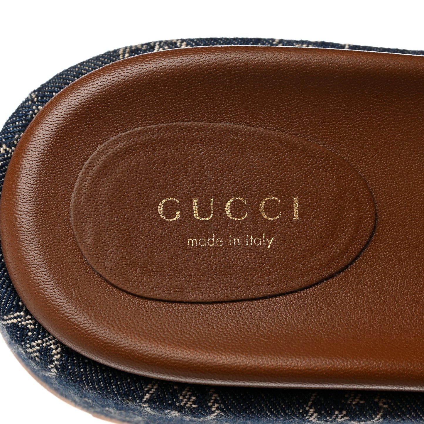 New Denim GG Monogram Angelina Platform 55mm Slide Sandals 40 Blue Tea