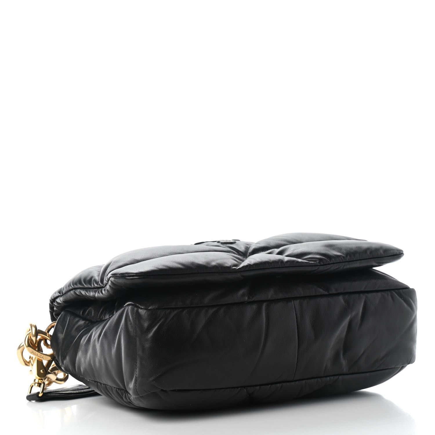 Prada Nappa Soft Padded Logo Embossed Triangle Quilted Shoulder Bag Black 4 of 10