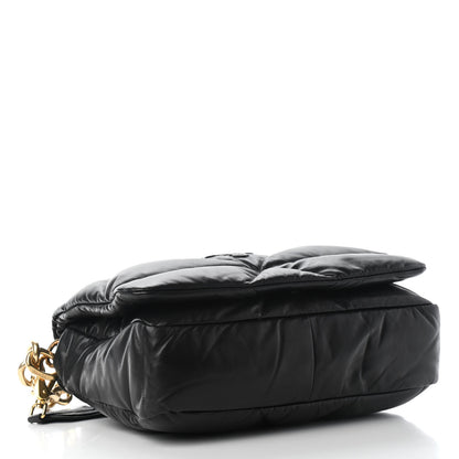 Prada Nappa Soft Padded Logo Embossed Triangle Quilted Shoulder Bag Black 4 of 10