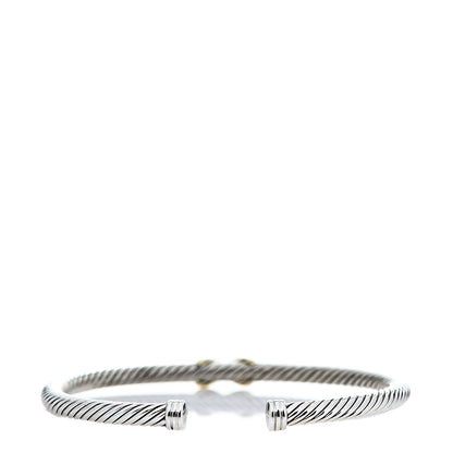 David Yurman Sterling Silver 18K Yellow Gold 4mm X Station Cable Bracelet 2 of 4