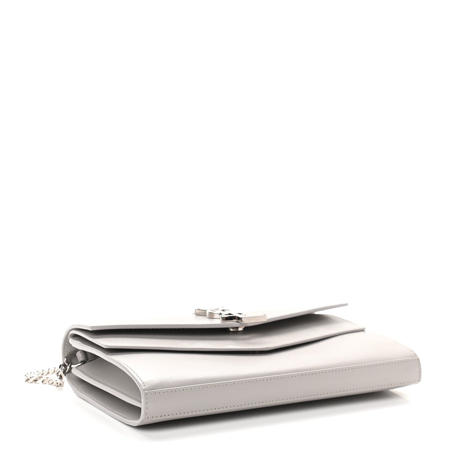 Saint Laurent Smooth Calfskin Sulpice Monogram Chain Wallet Granite 4 of 11