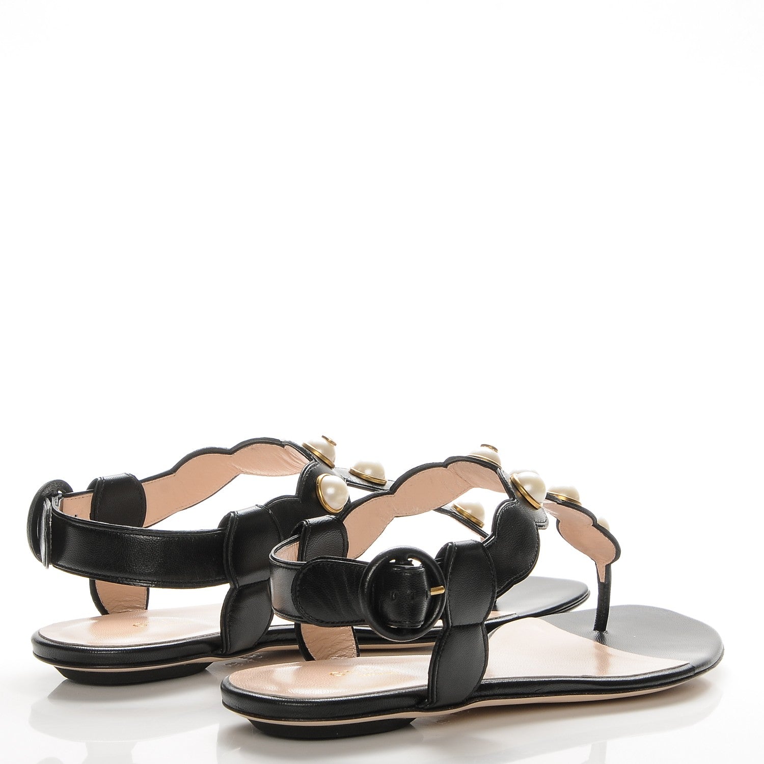 Gucci Nappa Willow Pearl Thong Sandals 36 Black 4 of 8
