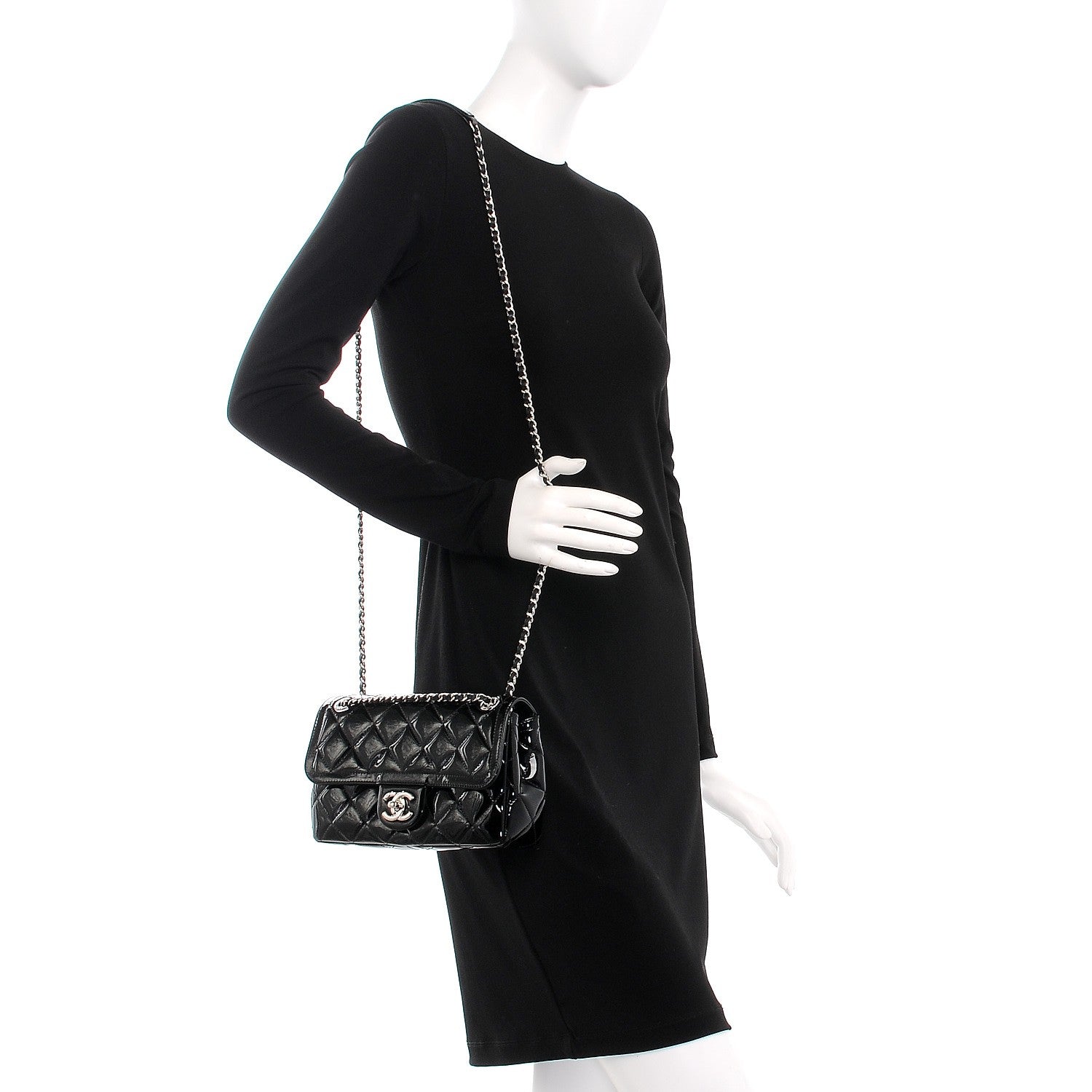 Chanel Patent Quilted Small Coco Shine Flap Black 2 of 9