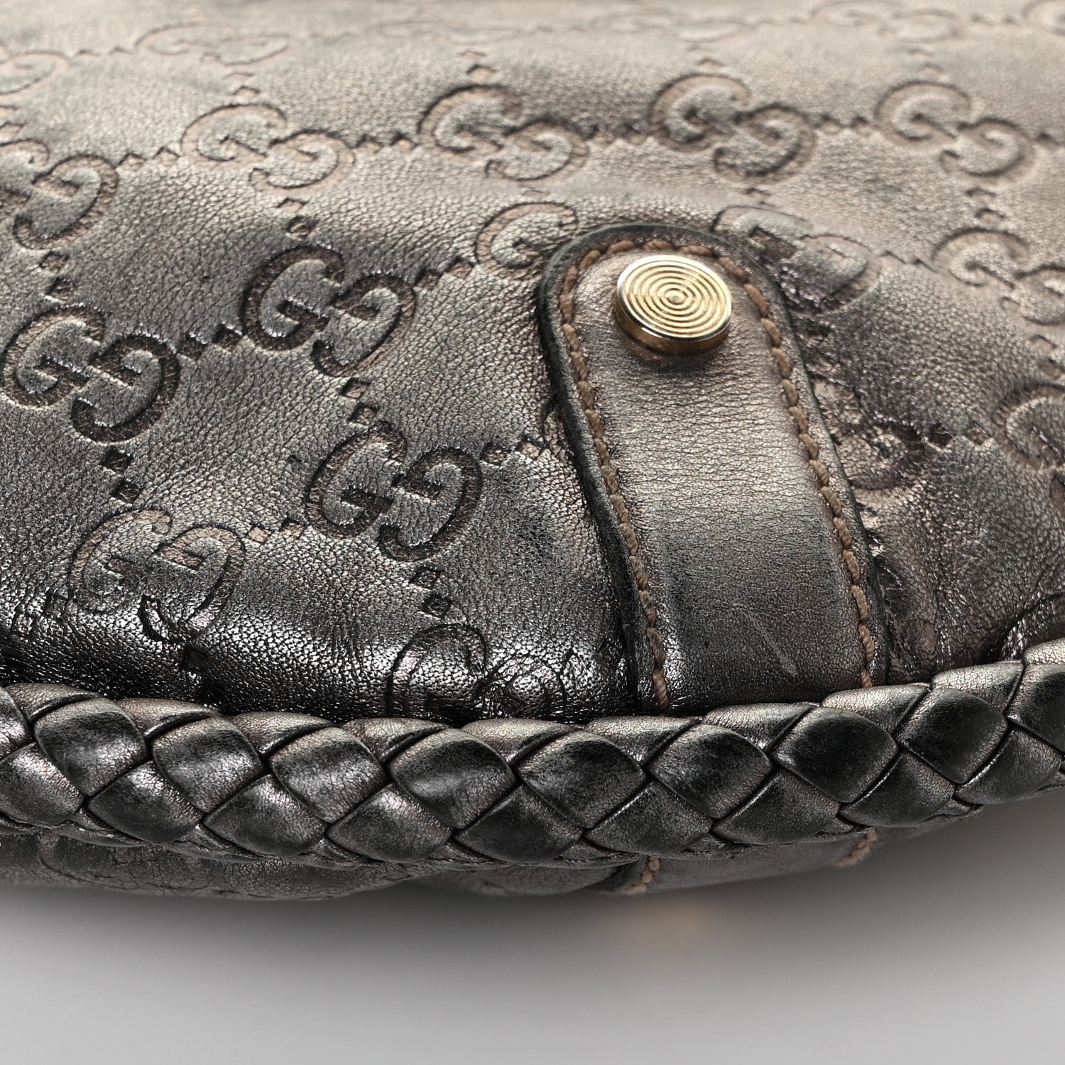 Gucci Guccissima Britt Tassel Shoulder Bag Gunmetal 9 of 12