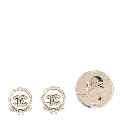 Chanel Pearl Crystal Flower CC Round Earrings Gold 2 of 4