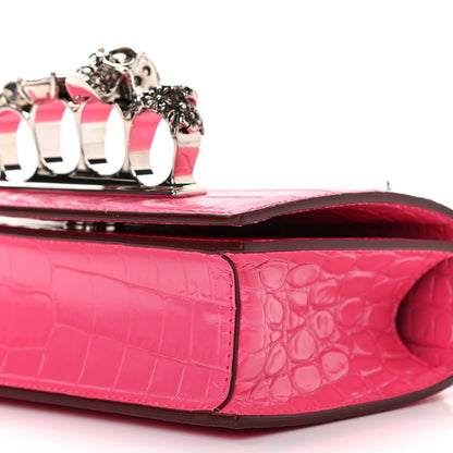 Alexander McQueen Shiny Crocodile Embossed Jeweled Satchel Peony Pink 8 of 11