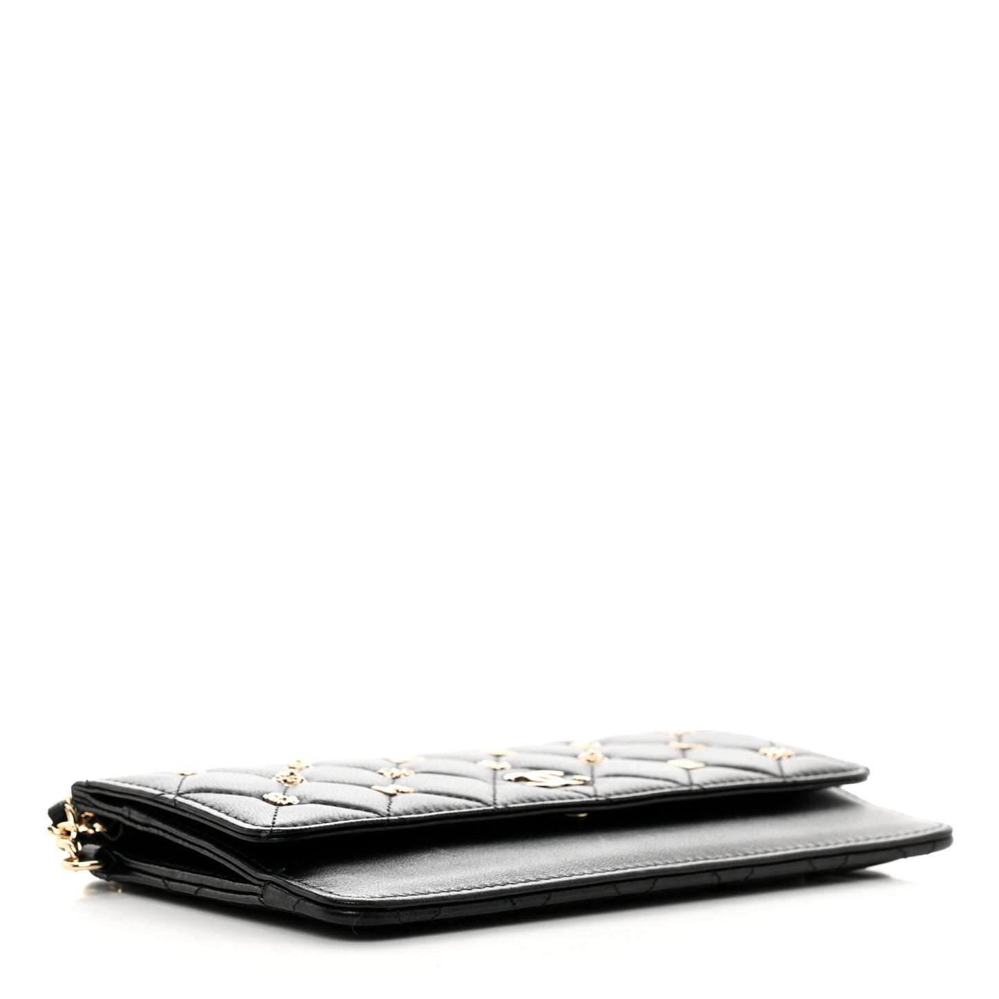 Lambskin Quilted All About Chanel Charm Wristlet Wallet Black