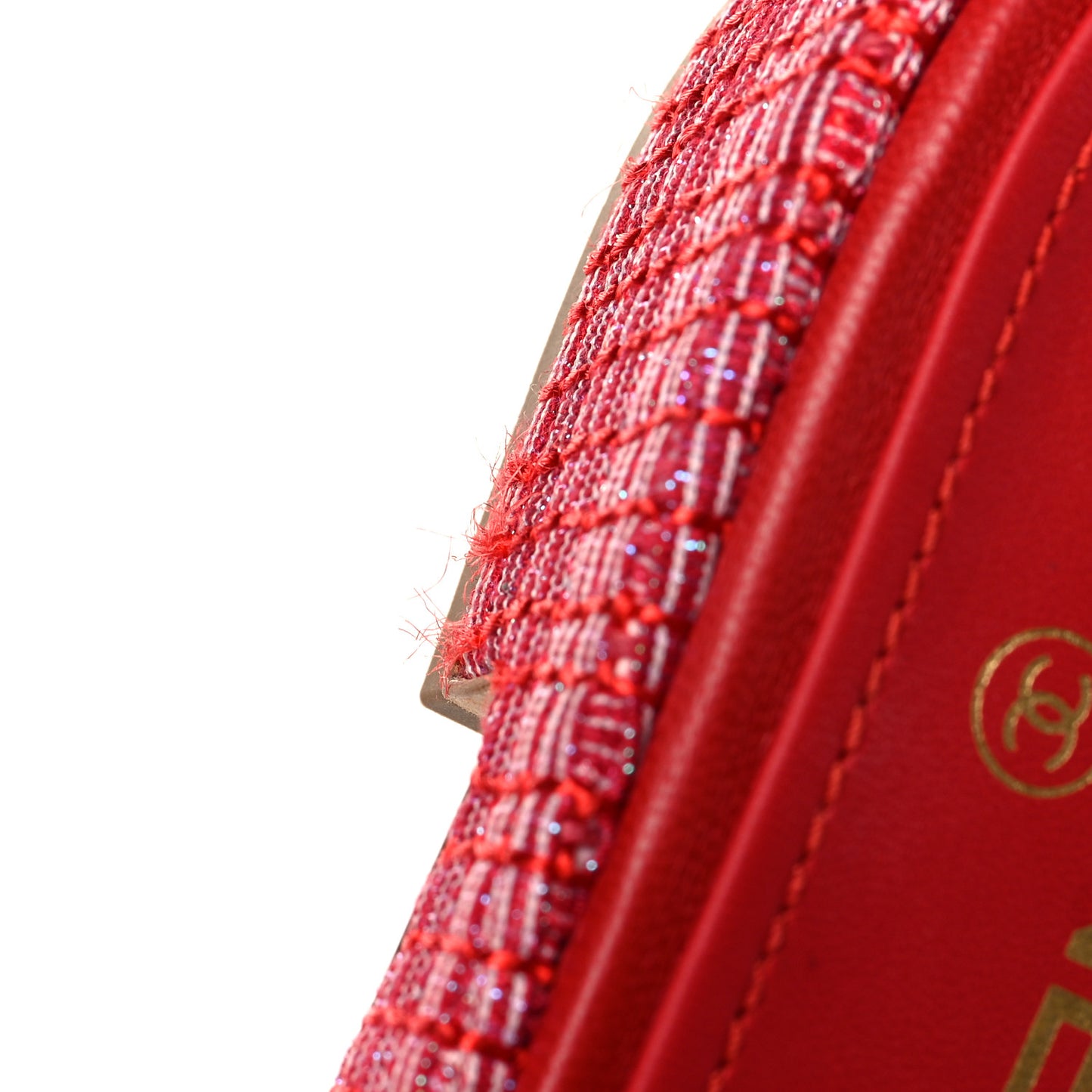 Tweed Lambskin CC Mules 40.5 Red White